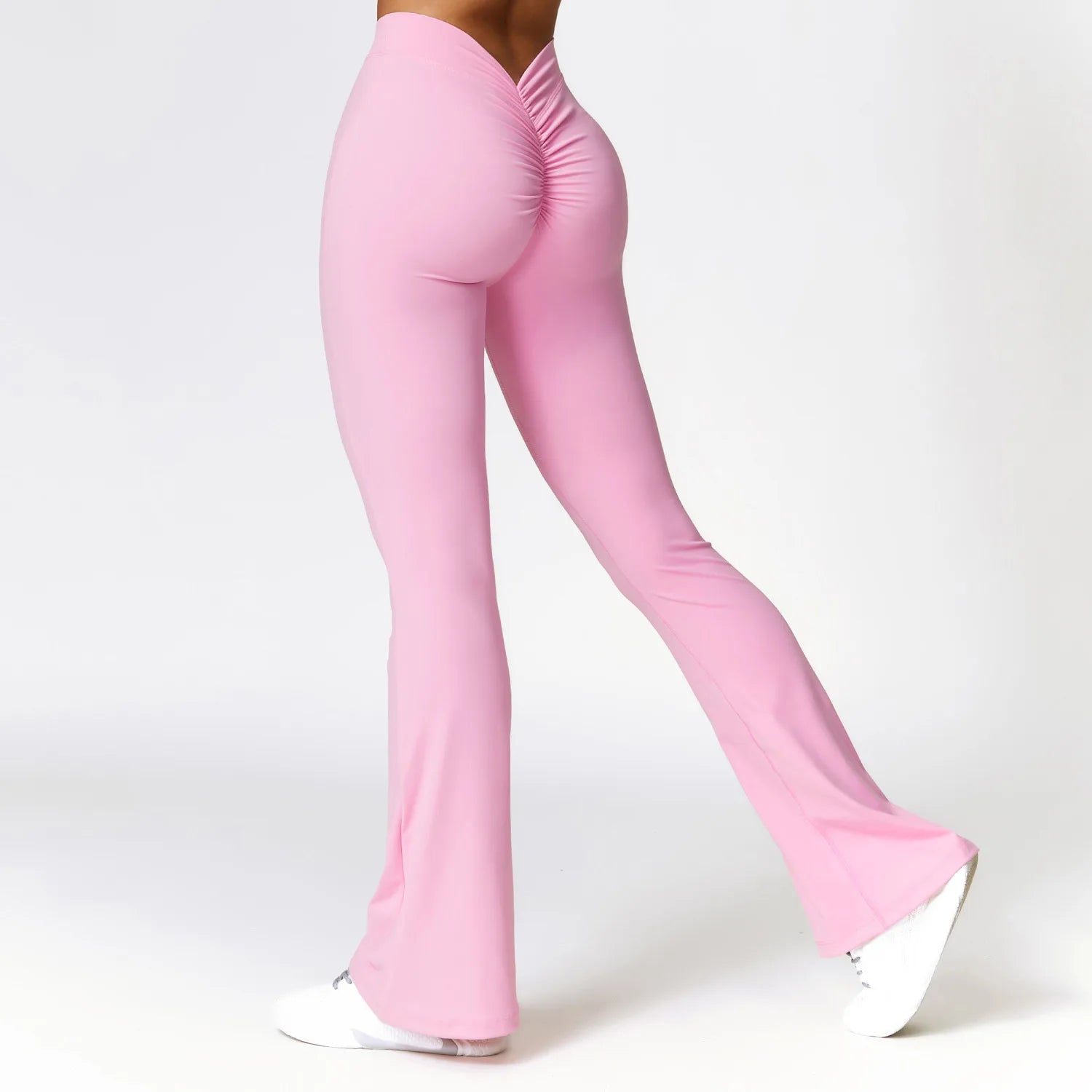 Leggings flare em forma de v hip yoga calças femininas cintura alta calças de perna larga ginásio fitness esportes queimado calça de dança latina