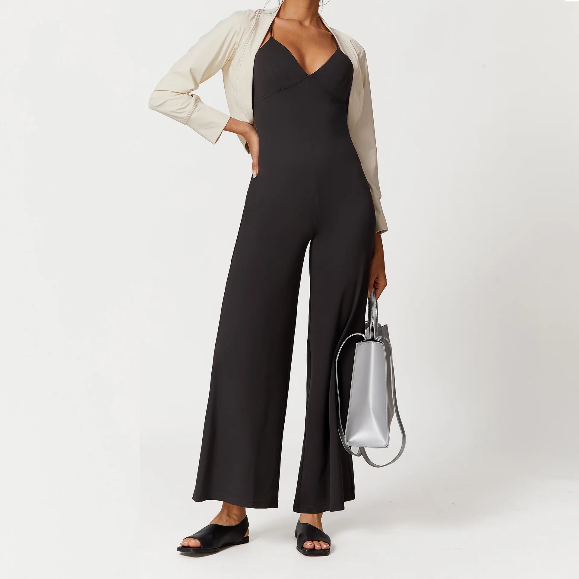Mulheres perna larga com decote em v ginásio terno de fitness sexy alargamento leggings macacões uma peça treino yoga conjunto playsuit bodysuit roupas ativas