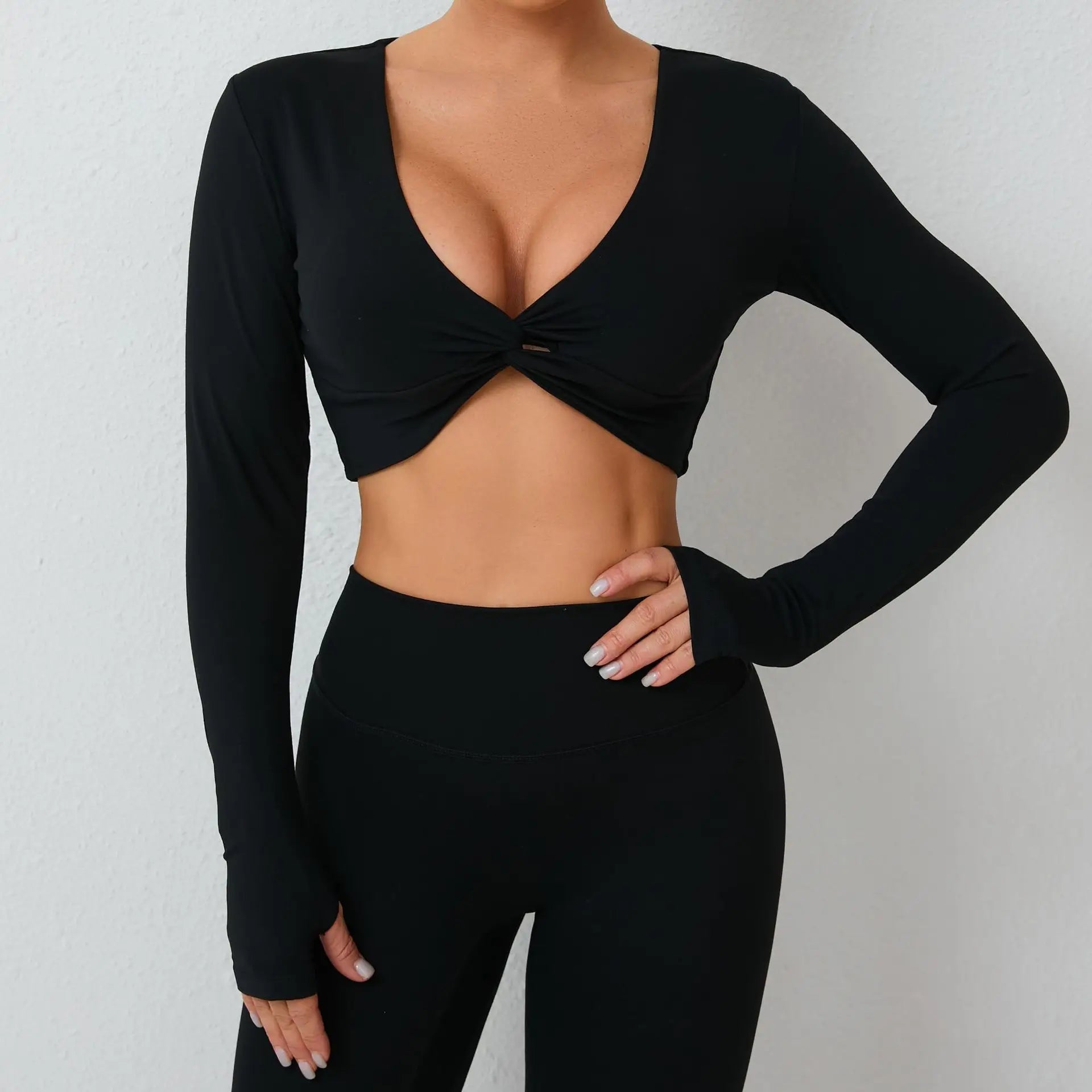 Camisas de yoga das mulheres manga longa yoga colheita topos correndo camisas ginásio camisa push up treino ginásio superior inserção almofadas fino ajuste esportes sexy