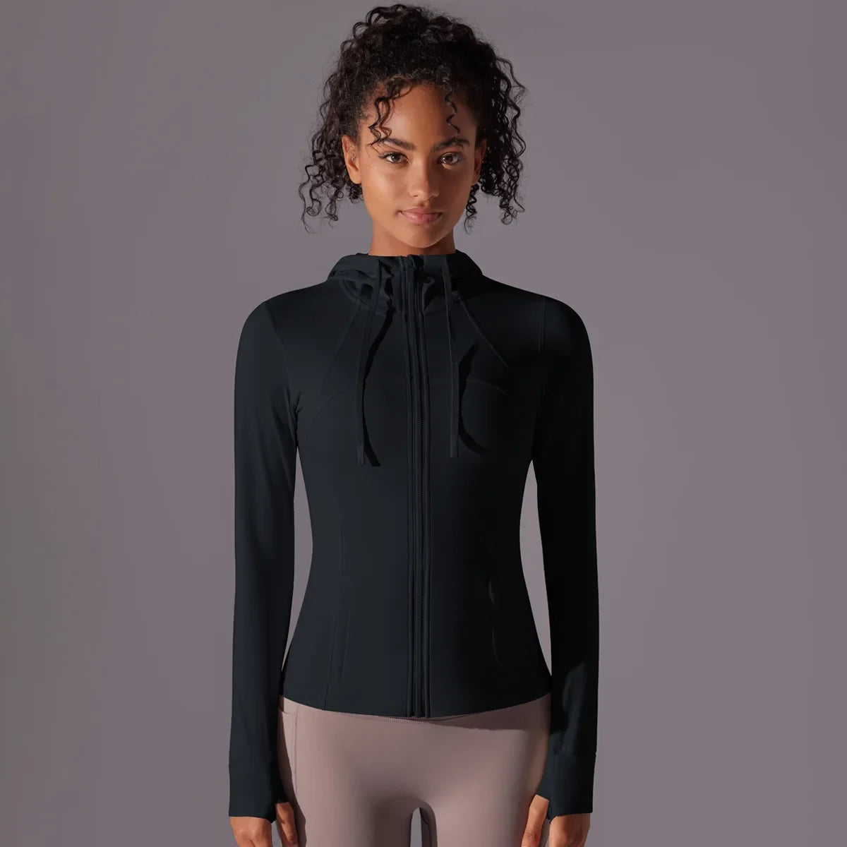 Jaqueta de treino com zíper com capuz feminina atlética, leve, corrida, ioga, pista, roupas de ginástica, blusa esportiva, pulôver, roupas