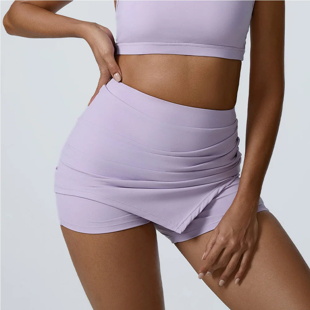 Mulheres esporte shorts cintura alta saia curta push up treino curto sexy controle de barriga yoga collants fitness hip levantamento roupas esportivas