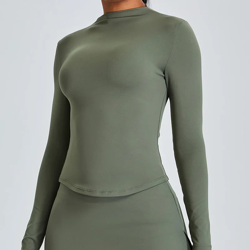 Top de manga longa das mulheres camisas de yoga correndo camiseta push up treino fitness ginásio esportes topo de treinamento colheita superior roupas de cor sólida