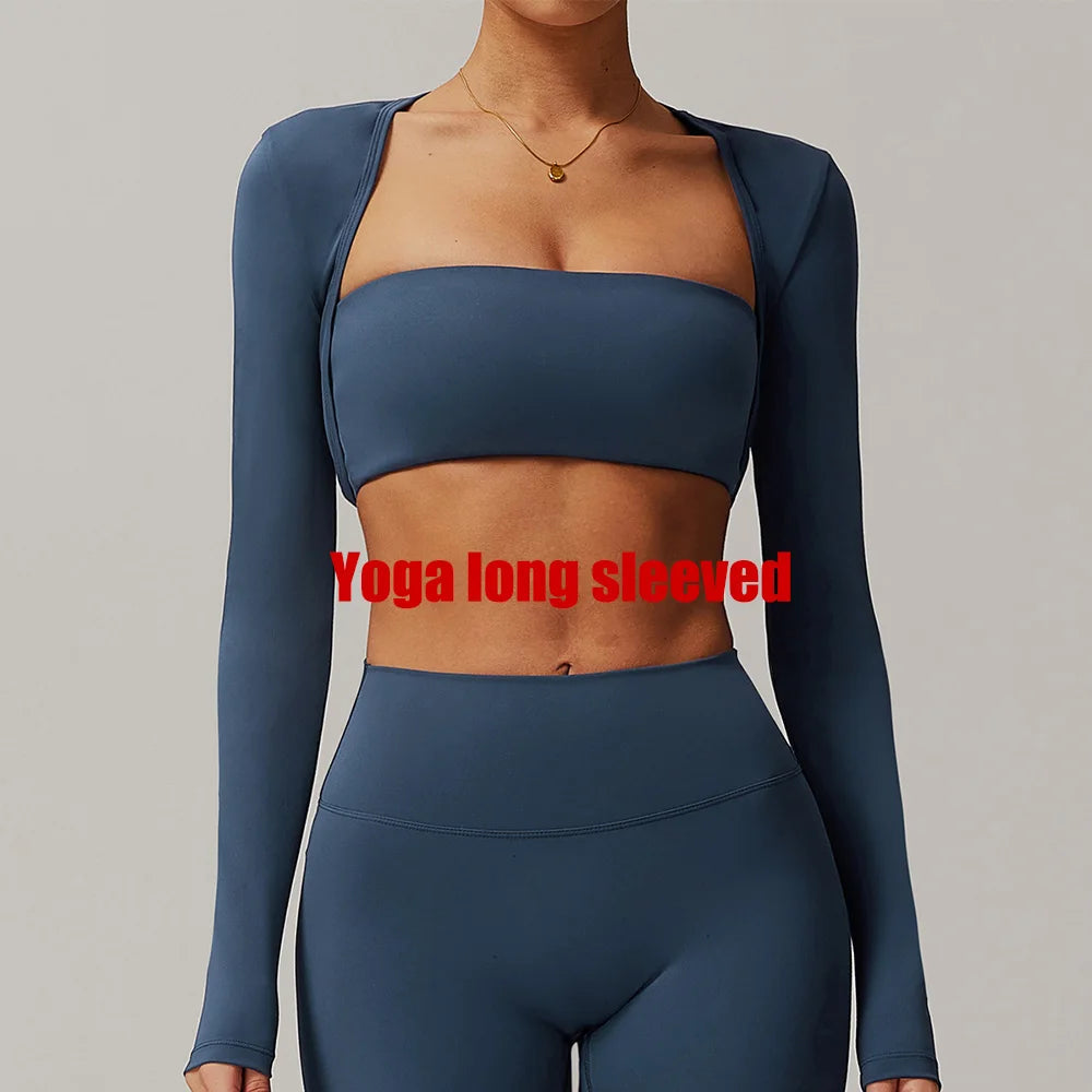 Xale de manga comprida roupas de yoga para mulheres ao ar livre correndo esportes ombro camiseta fitness secagem rápida colheita topo manga comprida