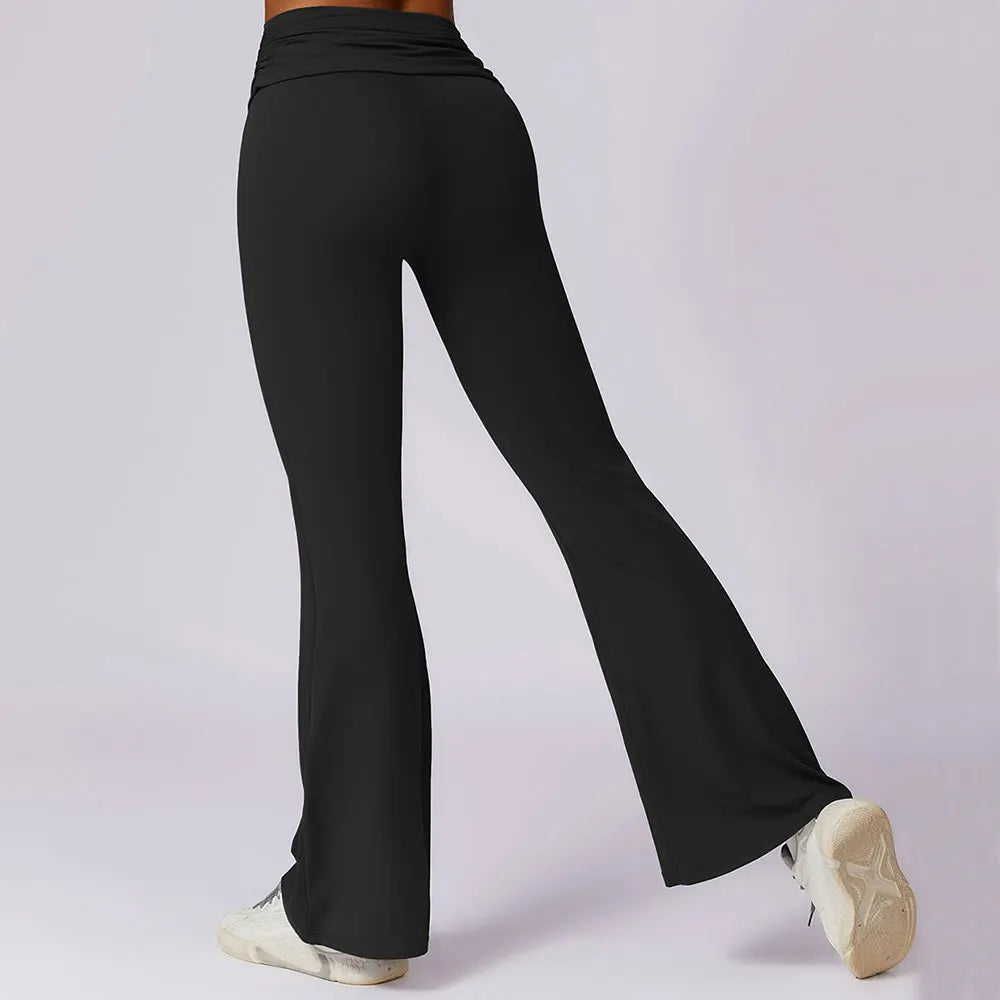 Calças de Yoga Flare para Mulheres, Cintura Alta, Perna Larga, Leggings Alargamento, Treino De Ginástica, Corrida, Fitness, Esportes, Calça Larga, Calças De Dança Latina