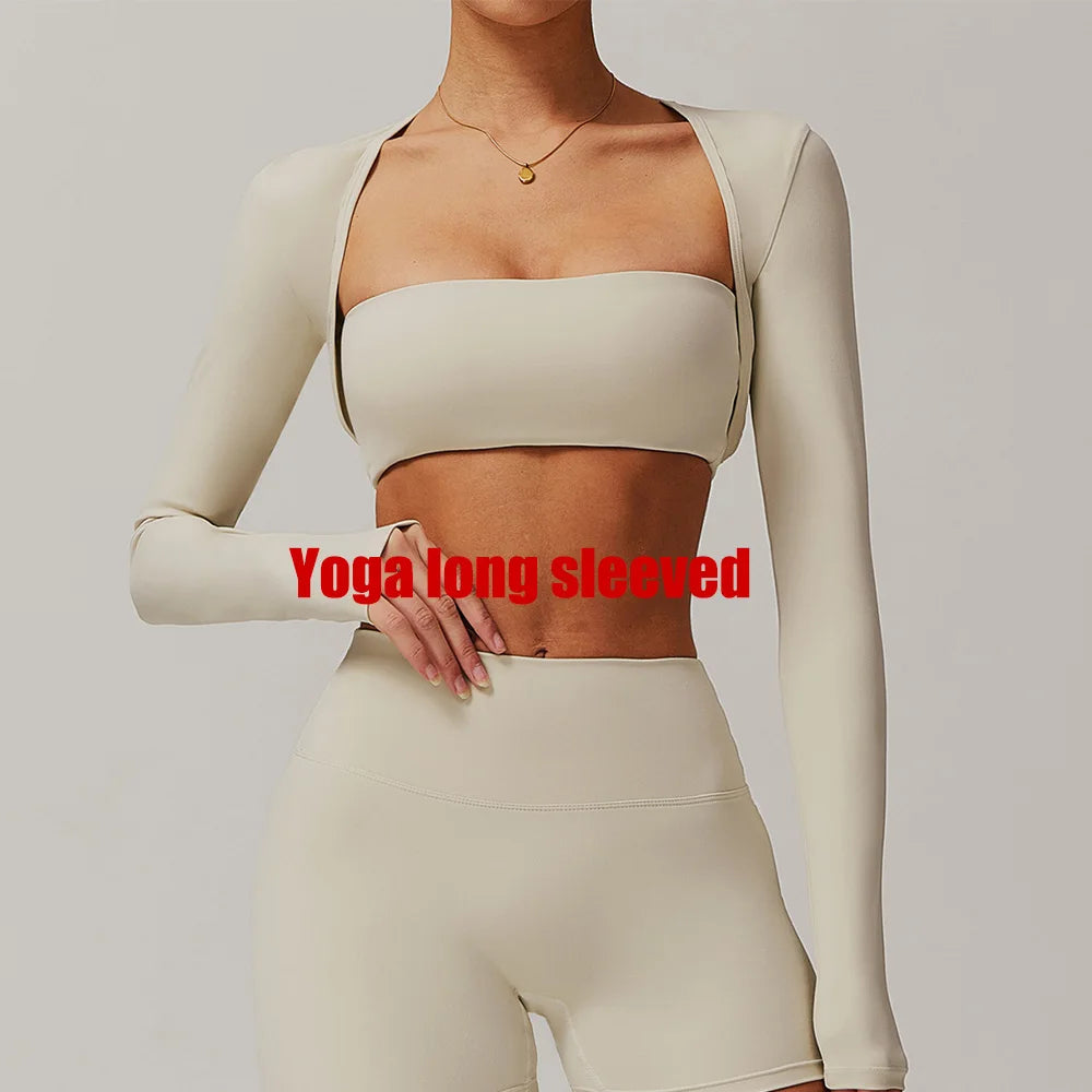 Xale de manga comprida roupas de yoga para mulheres ao ar livre correndo esportes ombro camiseta fitness secagem rápida colheita topo manga comprida