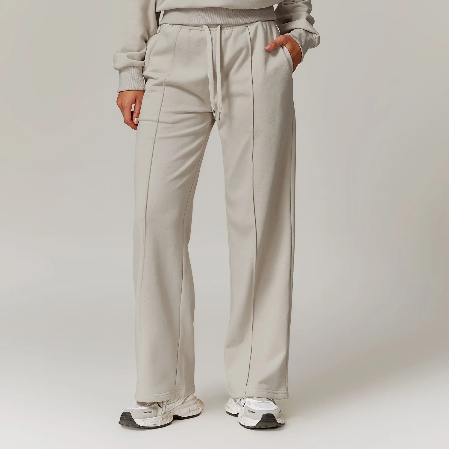 Calça esportiva feminina de cintura alta, ajuste solto, perna reta, calça casual com bolsos, corrida, inverno, nova