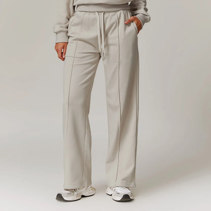 Calça esportiva feminina de cintura alta, ajuste solto, perna reta, calça casual com bolsos, corrida, inverno, nova