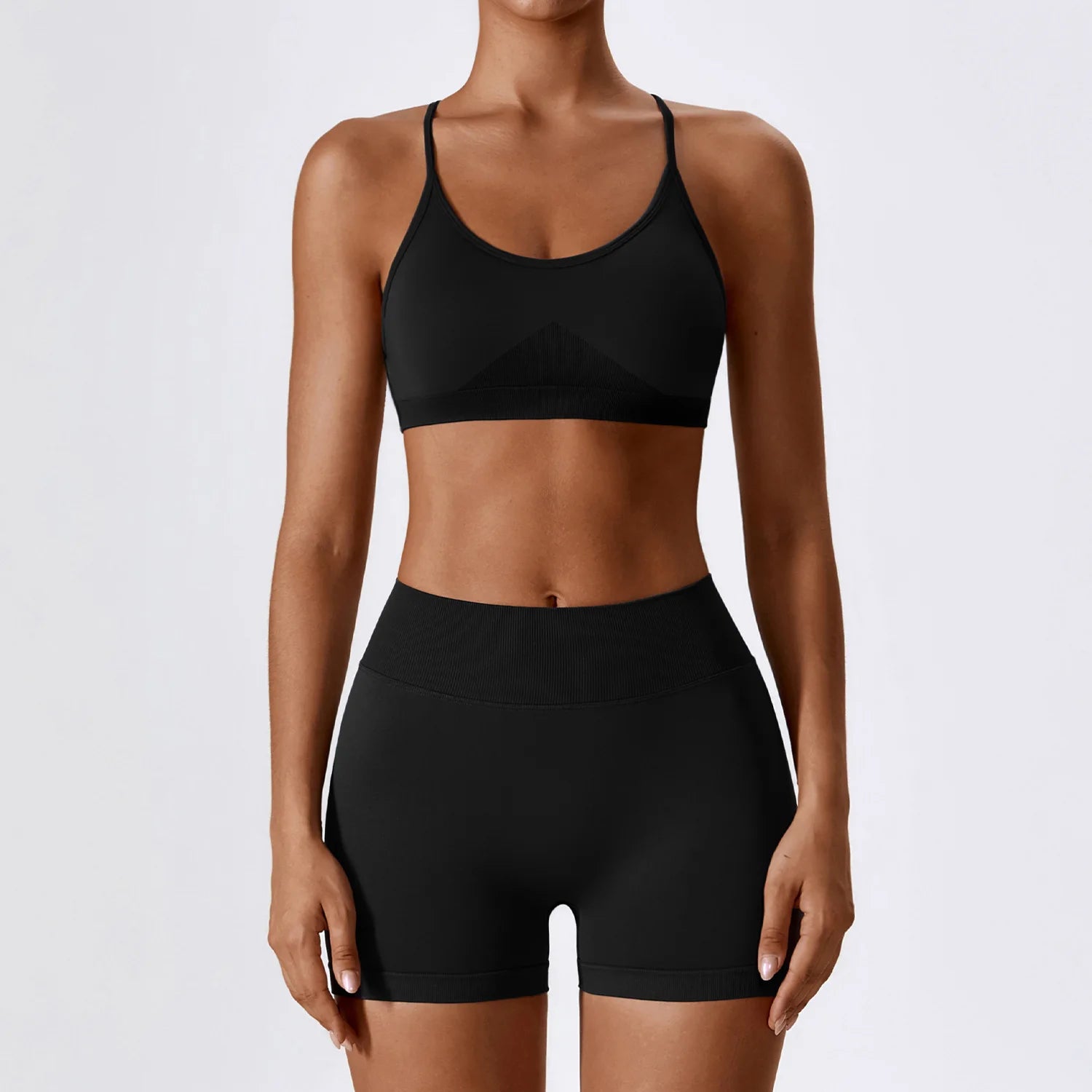 Seamless Yoga Gym Fatos com Shorts para Mulheres, Crop Top, Sutiã Esportivo, Treino, Corrida, Workout Outfit, Fitness Vestuário, 2pcs