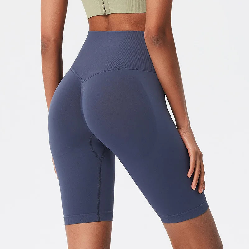 Sem costura shorts de yoga feminino shorts de fitness correndo ciclismo shorts respirável esportes leggings cintura alta treino ginásio shorts collants