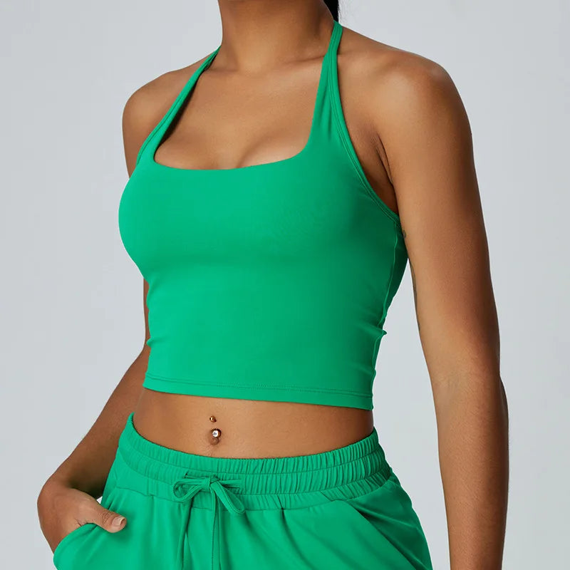 Roupa interior feminina halter sutiã esportivo alto suporte impacto push-up aberto volta ginásio superior sexy correndo sutiã de fitness yoga treino sutiã