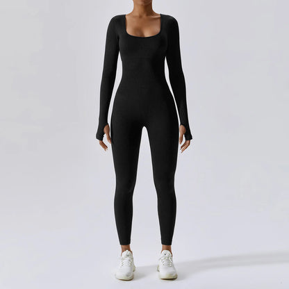 Sem costura yoga terno feminino bodysuit primavera dança roupas de fitness ginásio push up treino bodysuit apertado de manga comprida atlético wear