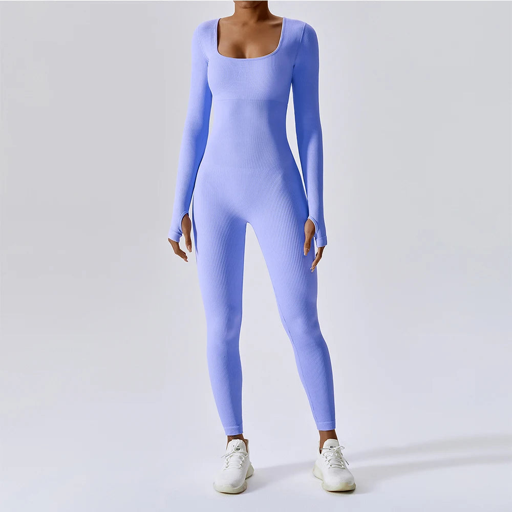 Sem costura yoga terno feminino bodysuit primavera dança roupas de fitness ginásio push up treino bodysuit apertado de manga comprida atlético wear