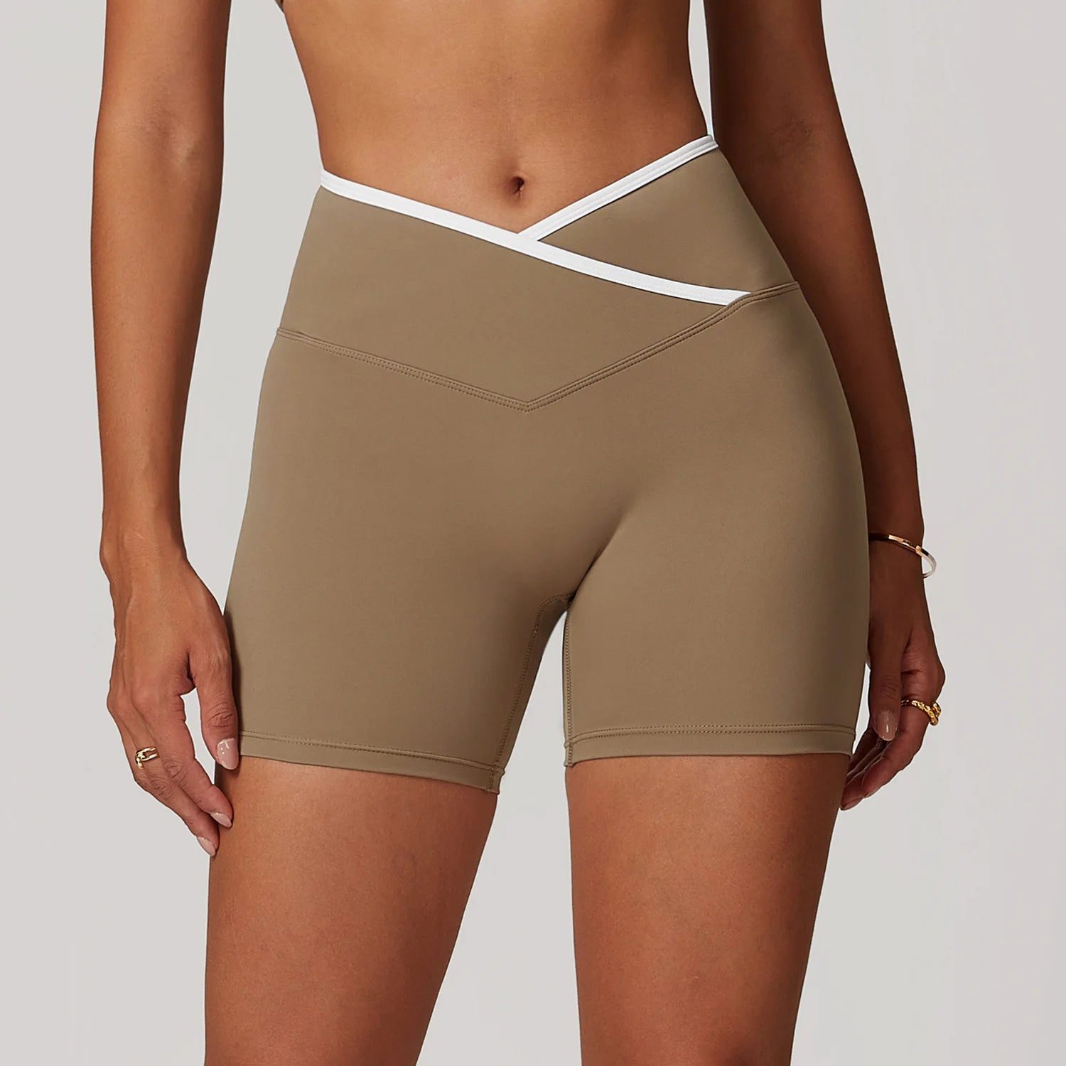 Shorts de ioga para mulheres, leggings esportivos, cintura alta, respirável, em forma de v, para corrida, ciclismo, treino, academia