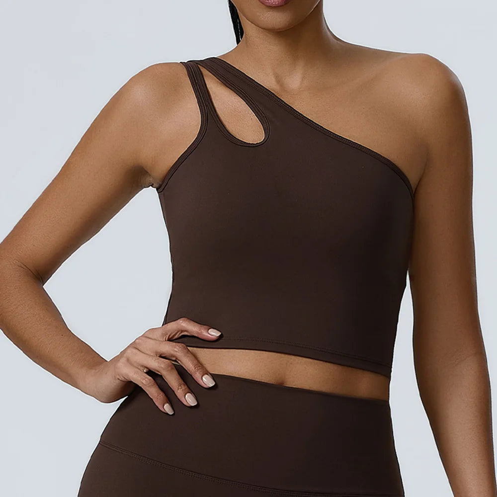 Sutiã esportivo de treino feminino push up sutiãs de fitness um ombro à prova de choque sutiã de yoga preto branco yoga roupa interior correndo sutiã sexy colete
