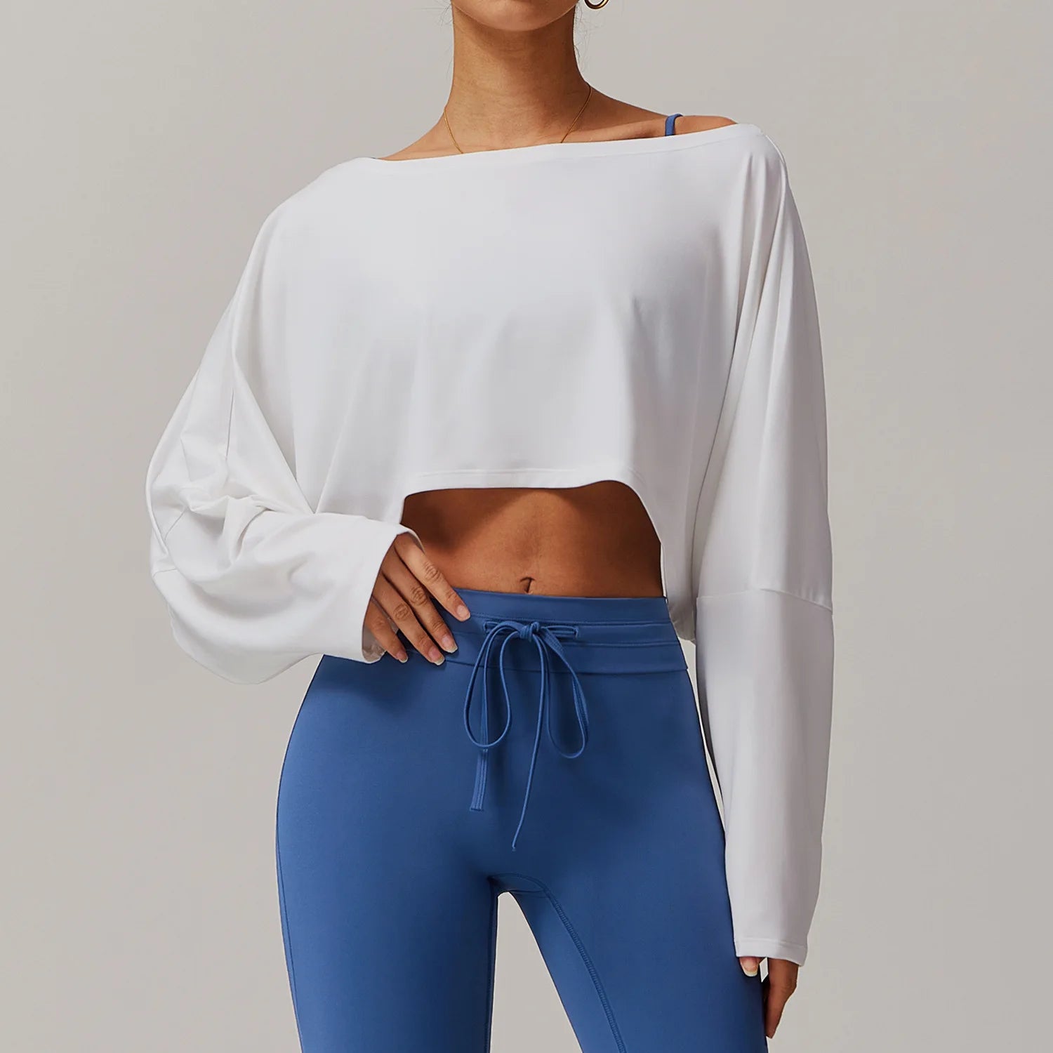 Novo fitness esportes manga longa solta topo feminino um ombro manga morcego outerwear casual versátil manga longa yoga hoodie