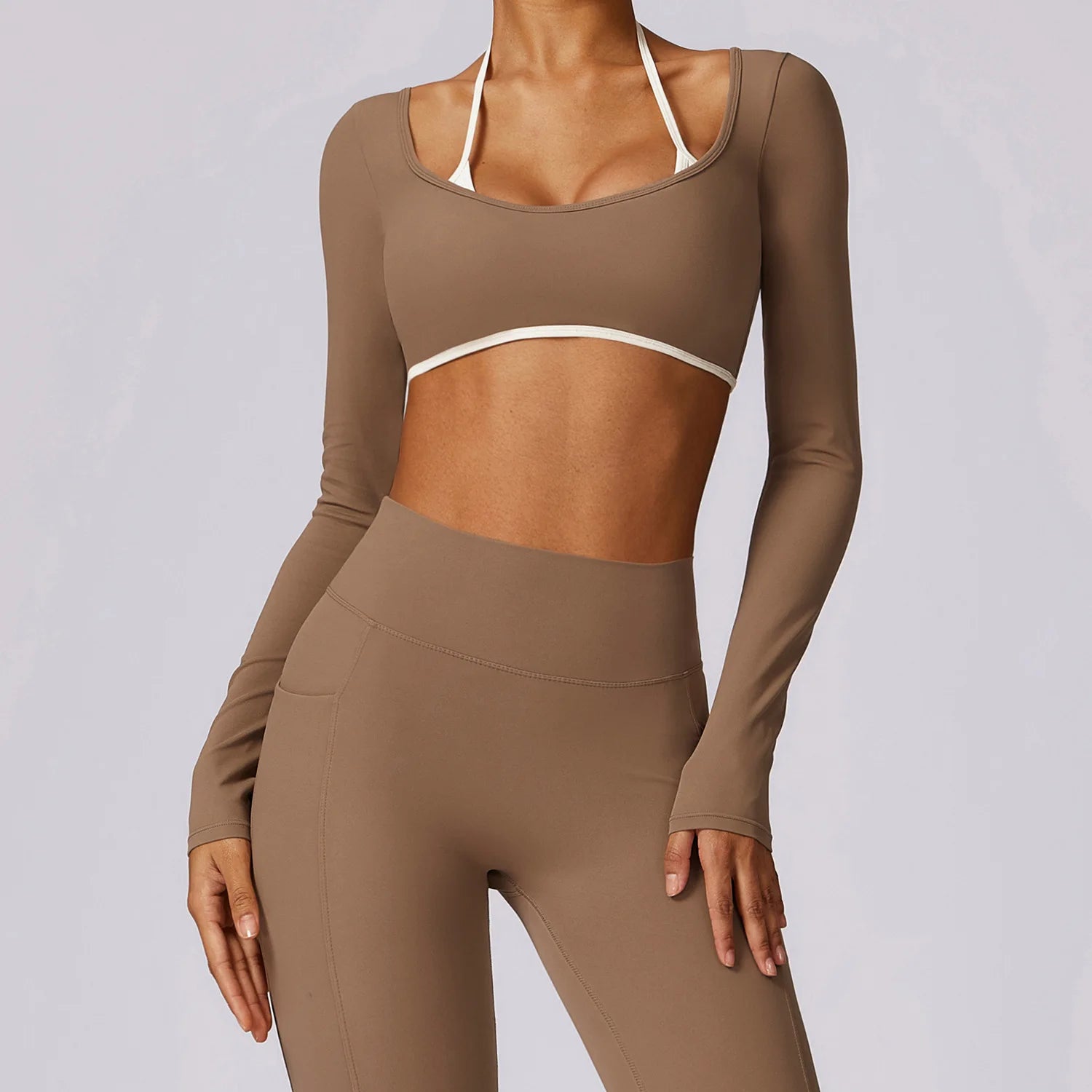 Camisas de ioga sem costas sexy para mulheres, manga longa, fitness, corrida, roupas de ginástica, treino, ajuste seco, respirável, elástico alto, parte superior esportiva