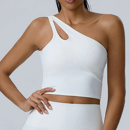 Sutiã esportivo de treino feminino push up sutiãs de fitness um ombro à prova de choque sutiã de yoga preto branco yoga roupa interior correndo sutiã sexy colete