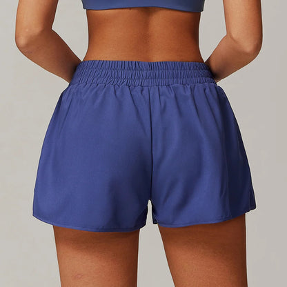 Bolso nu de secagem rápida shorts de yoga para mulheres duas peças de shorts esportivos hip levantamento correndo shorts de fitness calças de yoga collants