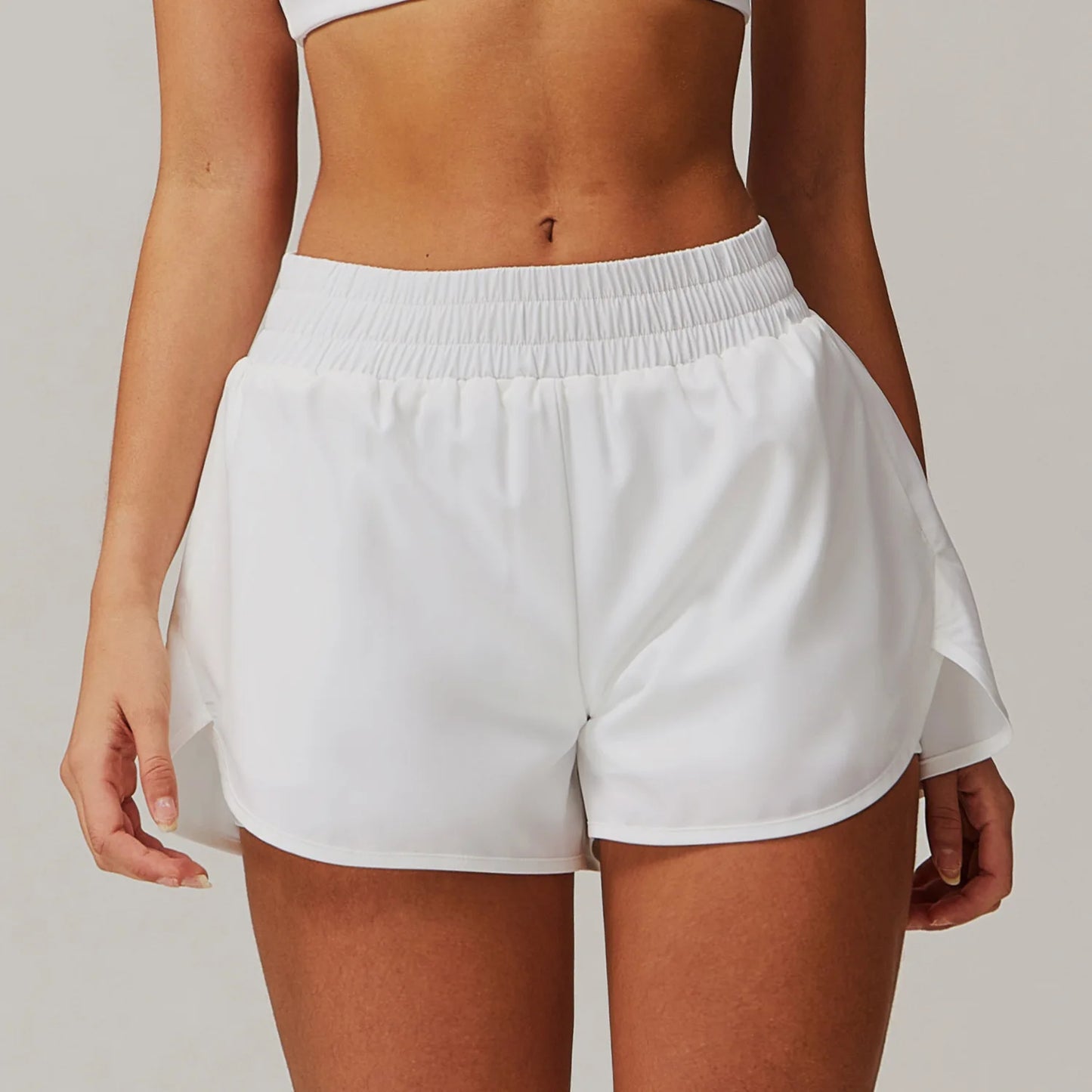 Bolso nu de secagem rápida shorts de yoga para mulheres duas peças de shorts esportivos hip levantamento correndo shorts de fitness calças de yoga collants