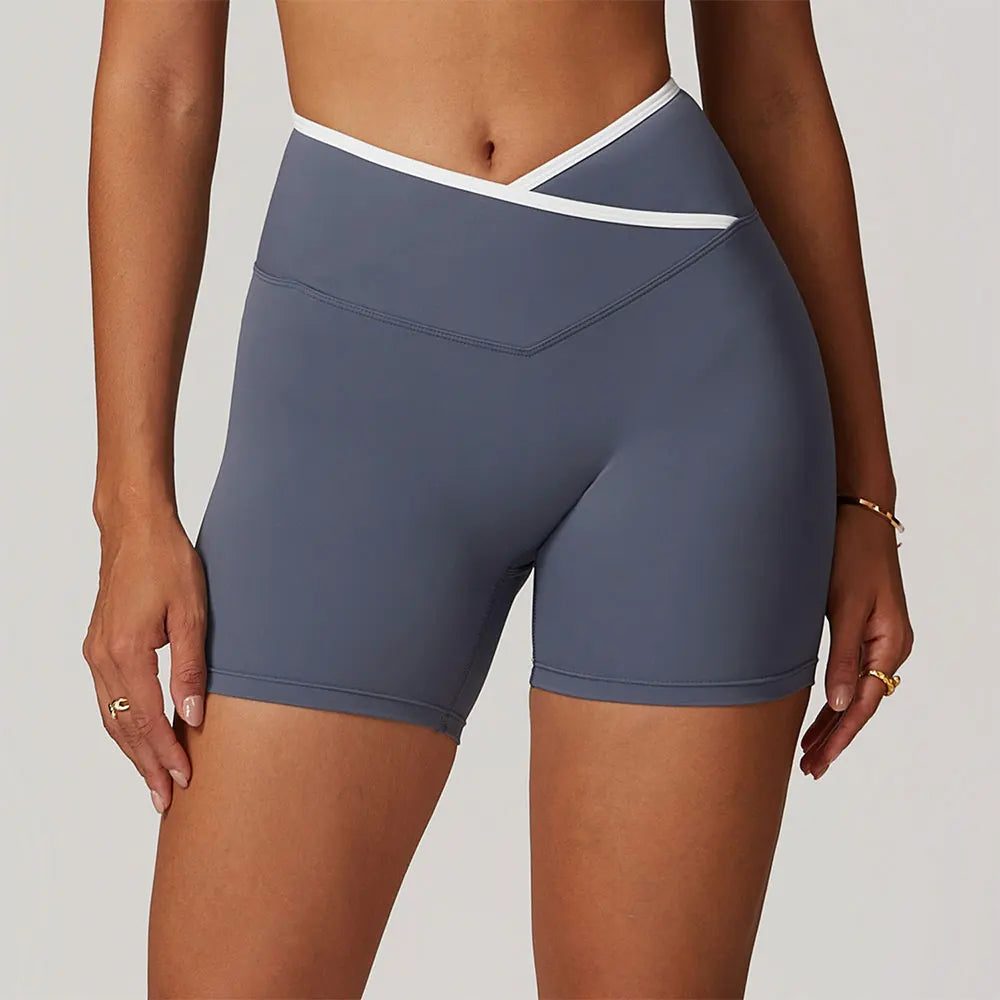 Shorts de ioga para mulheres, leggings esportivos, cintura alta, respirável, em forma de v, para corrida, ciclismo, treino, academia