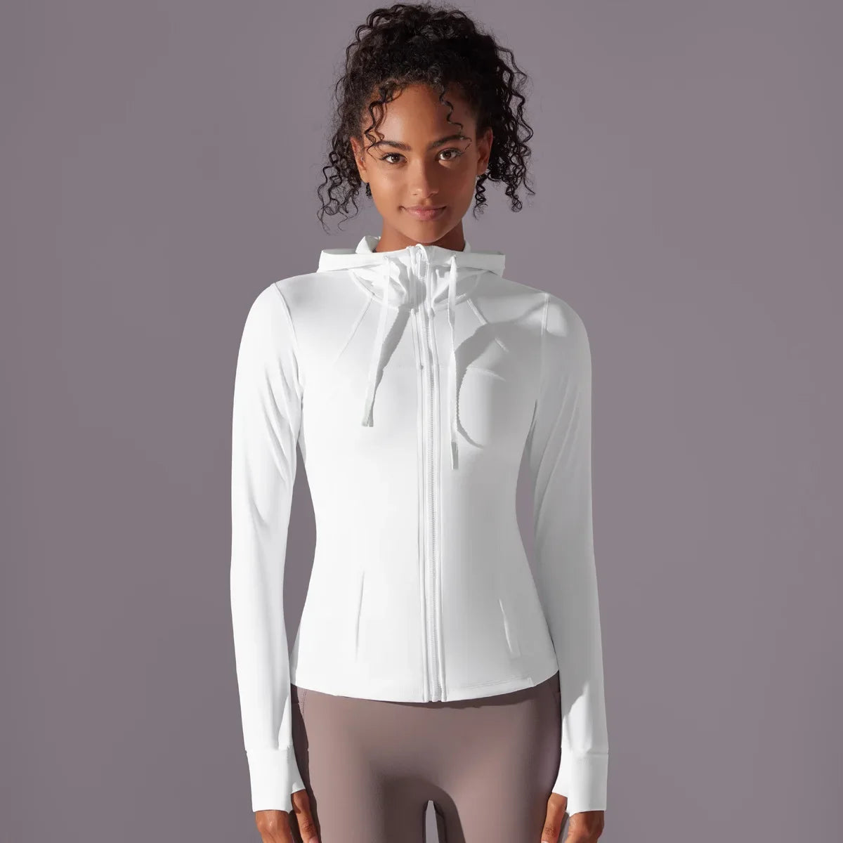 Jaqueta de treino com zíper com capuz feminina atlética, leve, corrida, ioga, pista, roupas de ginástica, blusa esportiva, pulôver, roupas
