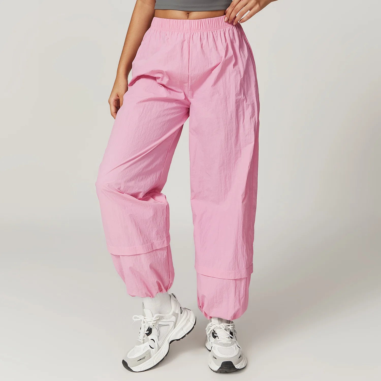 Calças de trabalho respiráveis à prova de vento calças de yoga femininas bolsos elásticos e soltos leggings correndo e calças esportivas casuais