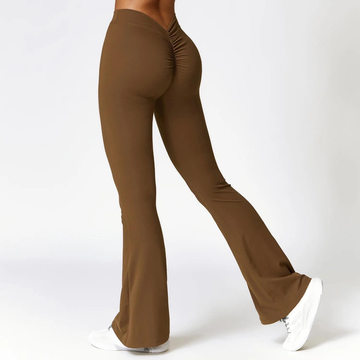 Leggings flare em forma de v hip yoga calças femininas cintura alta calças de perna larga ginásio fitness esportes queimado calça de dança latina