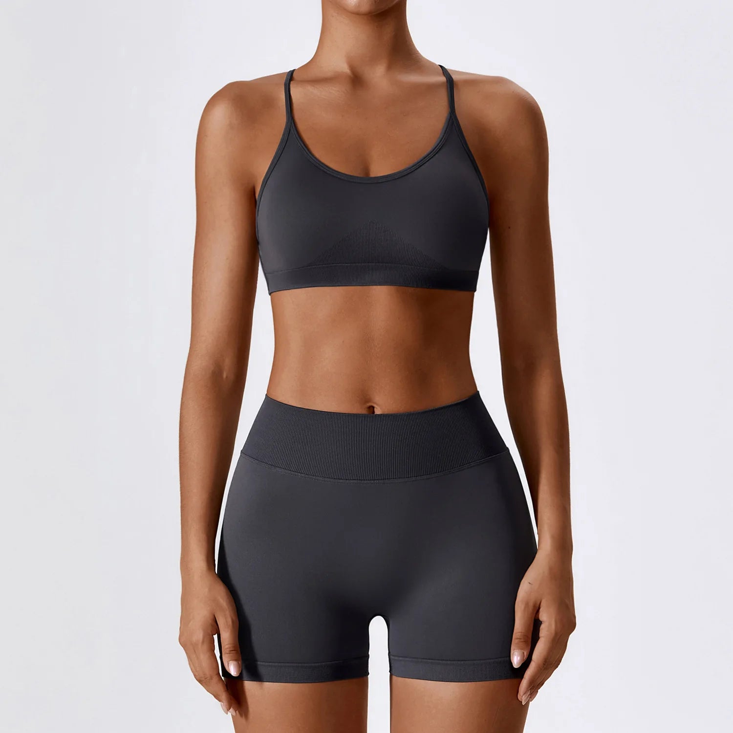 Seamless Yoga Gym Fatos com Shorts para Mulheres, Crop Top, Sutiã Esportivo, Treino, Corrida, Workout Outfit, Fitness Vestuário, 2pcs