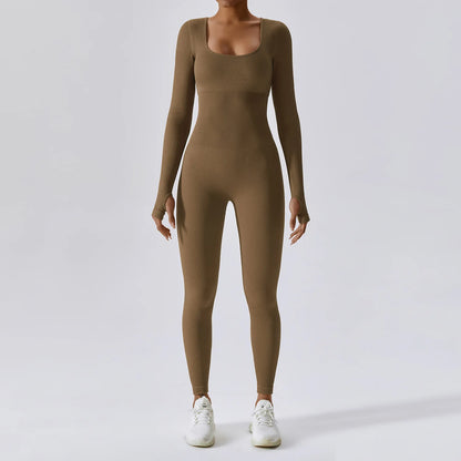 Sem costura yoga terno feminino bodysuit primavera dança roupas de fitness ginásio push up treino bodysuit apertado de manga comprida atlético wear