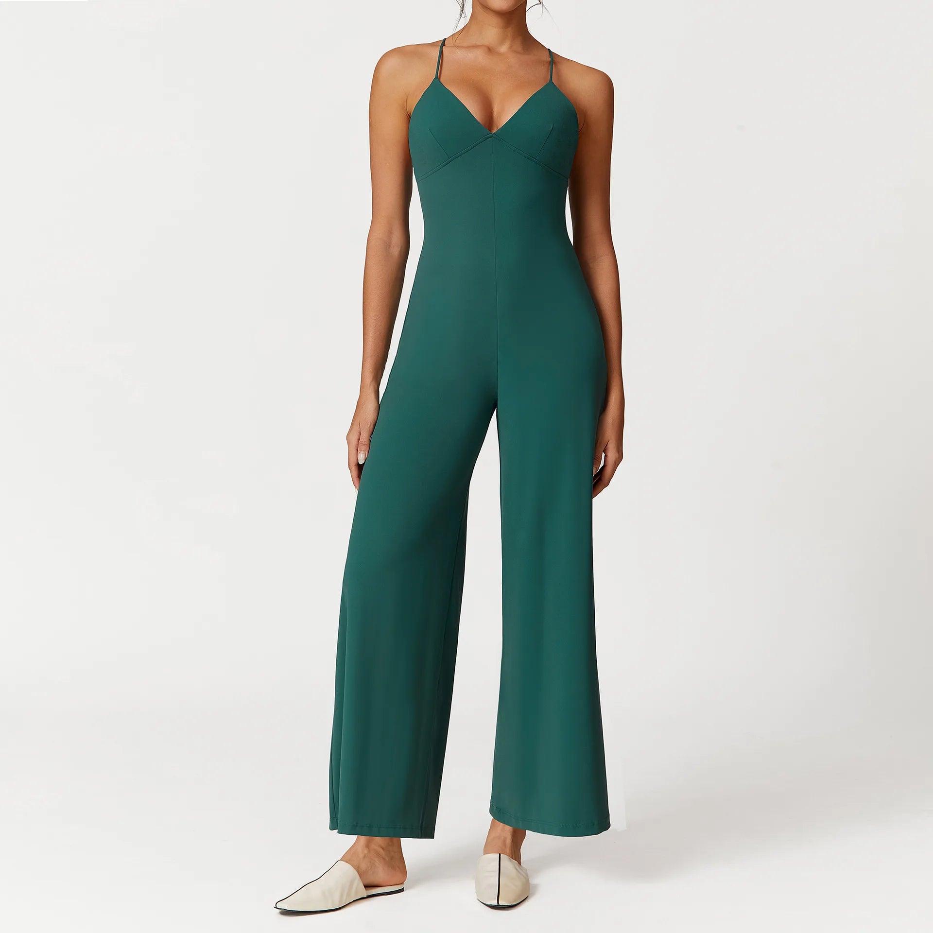 Mulheres perna larga com decote em v ginásio terno de fitness sexy alargamento leggings macacões uma peça treino yoga conjunto playsuit bodysuit roupas ativas