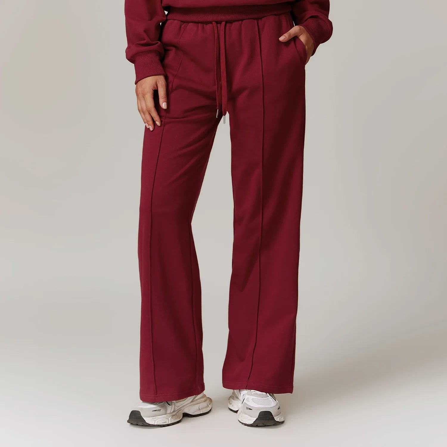 Calça esportiva feminina de cintura alta, ajuste solto, perna reta, calça casual com bolsos, corrida, inverno, nova