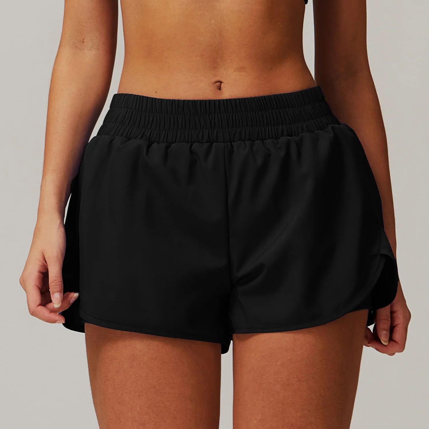 Bolso nu de secagem rápida shorts de yoga para mulheres duas peças de shorts esportivos hip levantamento correndo shorts de fitness calças de yoga collants