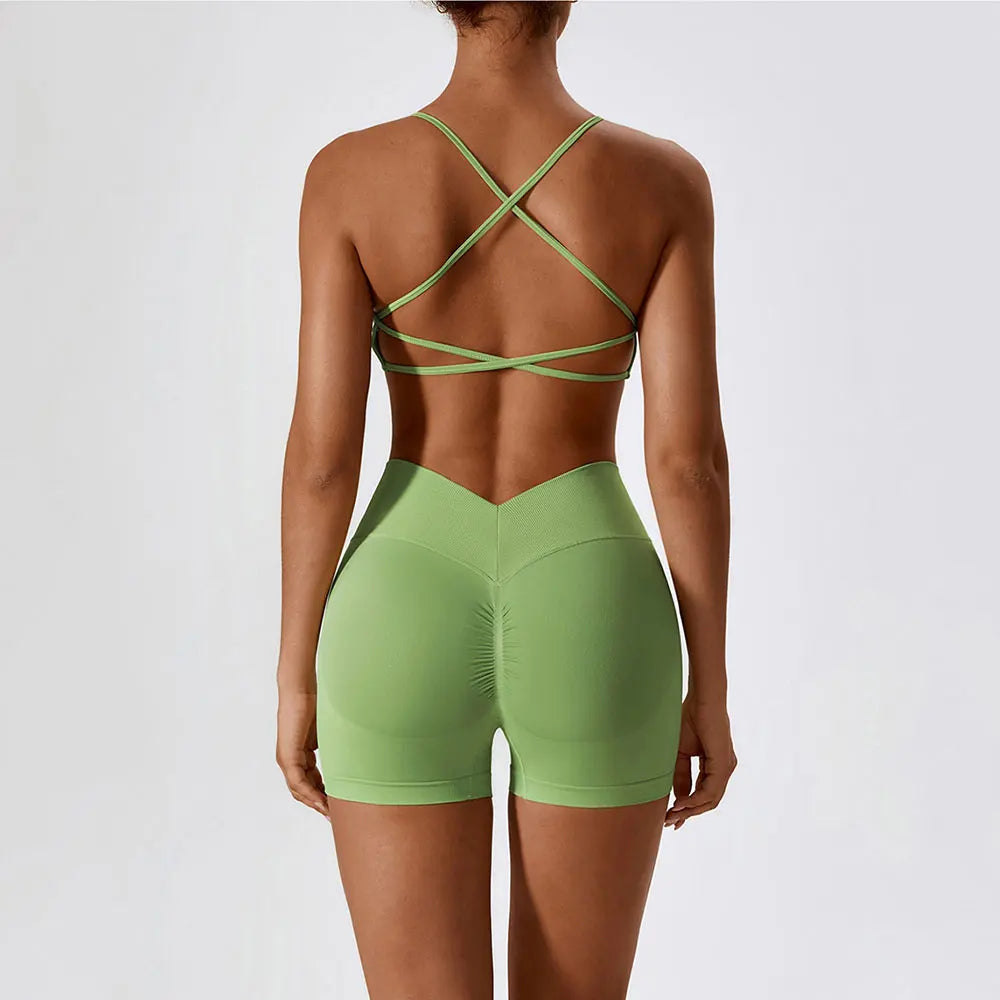 Seamless Yoga Gym Fatos com Shorts para Mulheres, Crop Top, Sutiã Esportivo, Treino, Corrida, Workout Outfit, Fitness Vestuário, 2pcs