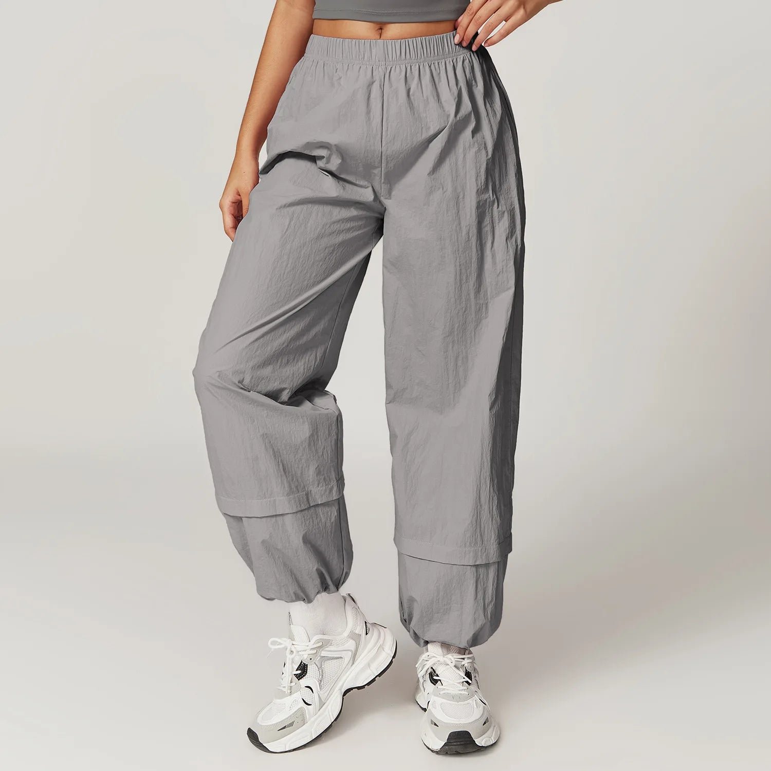 Calças de trabalho respiráveis à prova de vento calças de yoga femininas bolsos elásticos e soltos leggings correndo e calças esportivas casuais