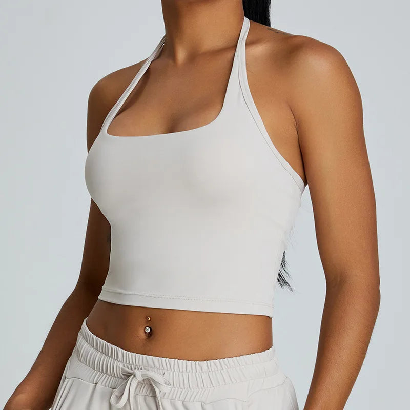 Roupa interior feminina halter sutiã esportivo alto suporte impacto push-up aberto volta ginásio superior sexy correndo sutiã de fitness yoga treino sutiã