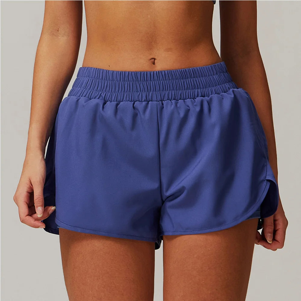 Bolso nu de secagem rápida shorts de yoga para mulheres duas peças de shorts esportivos hip levantamento correndo shorts de fitness calças de yoga collants