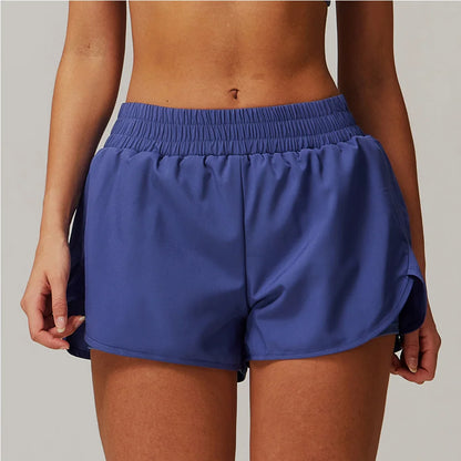 Bolso nu de secagem rápida shorts de yoga para mulheres duas peças de shorts esportivos hip levantamento correndo shorts de fitness calças de yoga collants