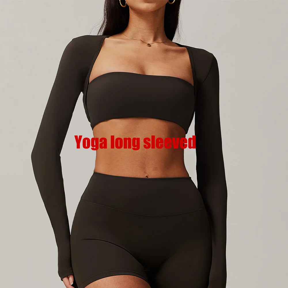 Xale de manga comprida roupas de yoga para mulheres ao ar livre correndo esportes ombro camiseta fitness secagem rápida colheita topo manga comprida