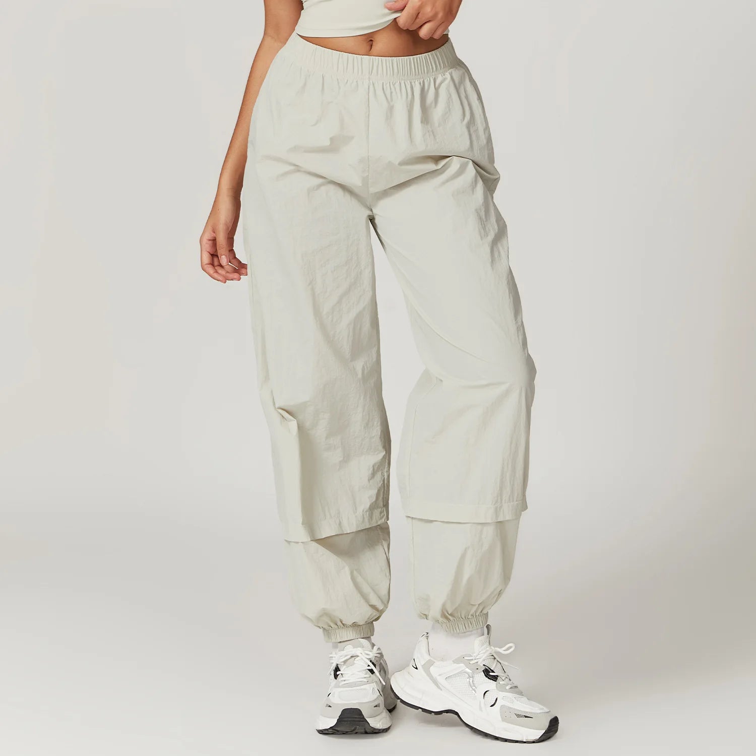 Calças de trabalho respiráveis à prova de vento calças de yoga femininas bolsos elásticos e soltos leggings correndo e calças esportivas casuais