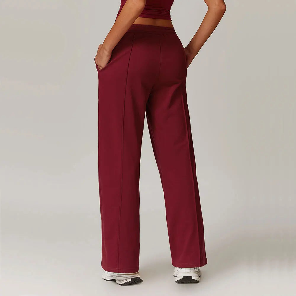 Calça esportiva feminina de cintura alta, ajuste solto, perna reta, calça casual com bolsos, corrida, inverno, nova