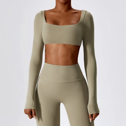 Sexy camisas de yoga topo de colheita mangas compridas camisas para mulheres yoga esportes fitness ginásio roupas treino topos camisas esportivas