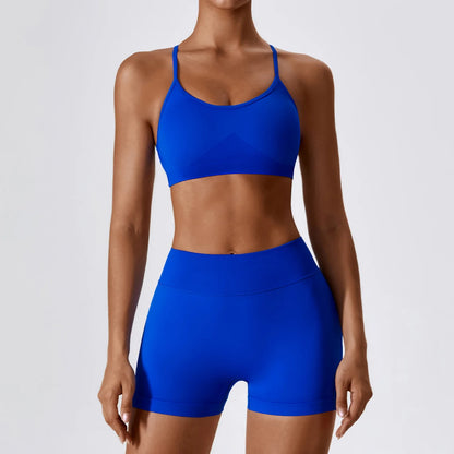 Seamless Yoga Gym Fatos com Shorts para Mulheres, Crop Top, Sutiã Esportivo, Treino, Corrida, Workout Outfit, Fitness Vestuário, 2pcs