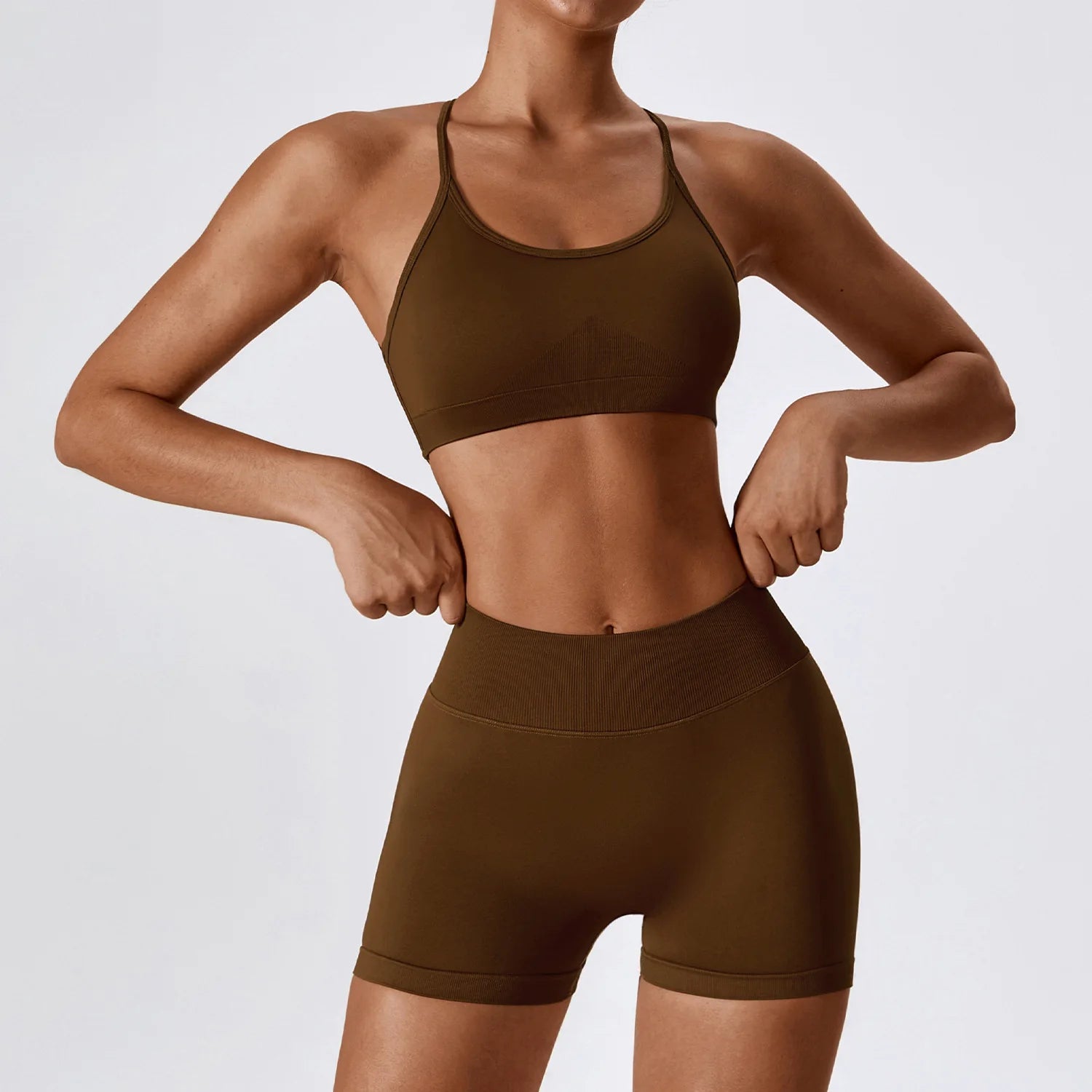 Seamless Yoga Gym Fatos com Shorts para Mulheres, Crop Top, Sutiã Esportivo, Treino, Corrida, Workout Outfit, Fitness Vestuário, 2pcs