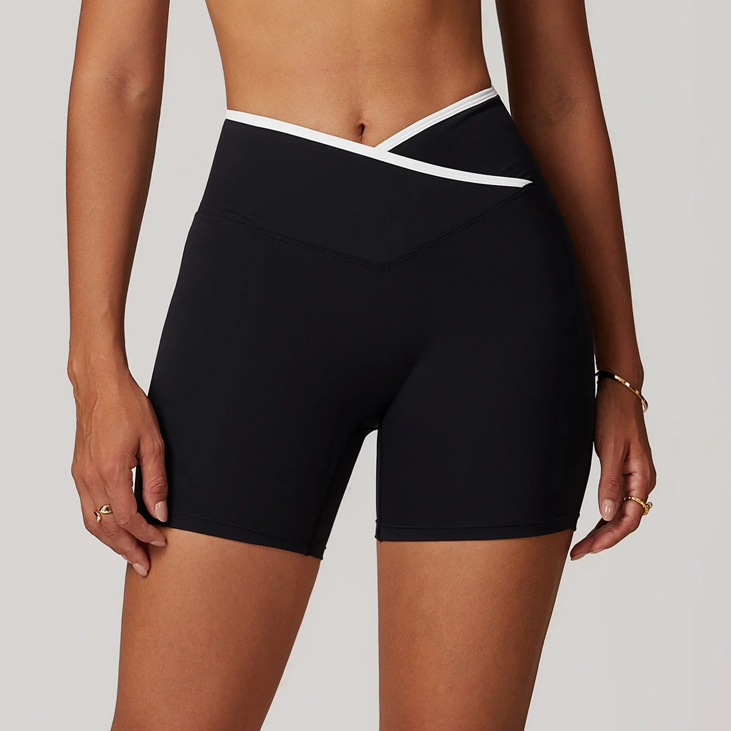 Shorts de ioga para mulheres, leggings esportivos, cintura alta, respirável, em forma de v, para corrida, ciclismo, treino, academia