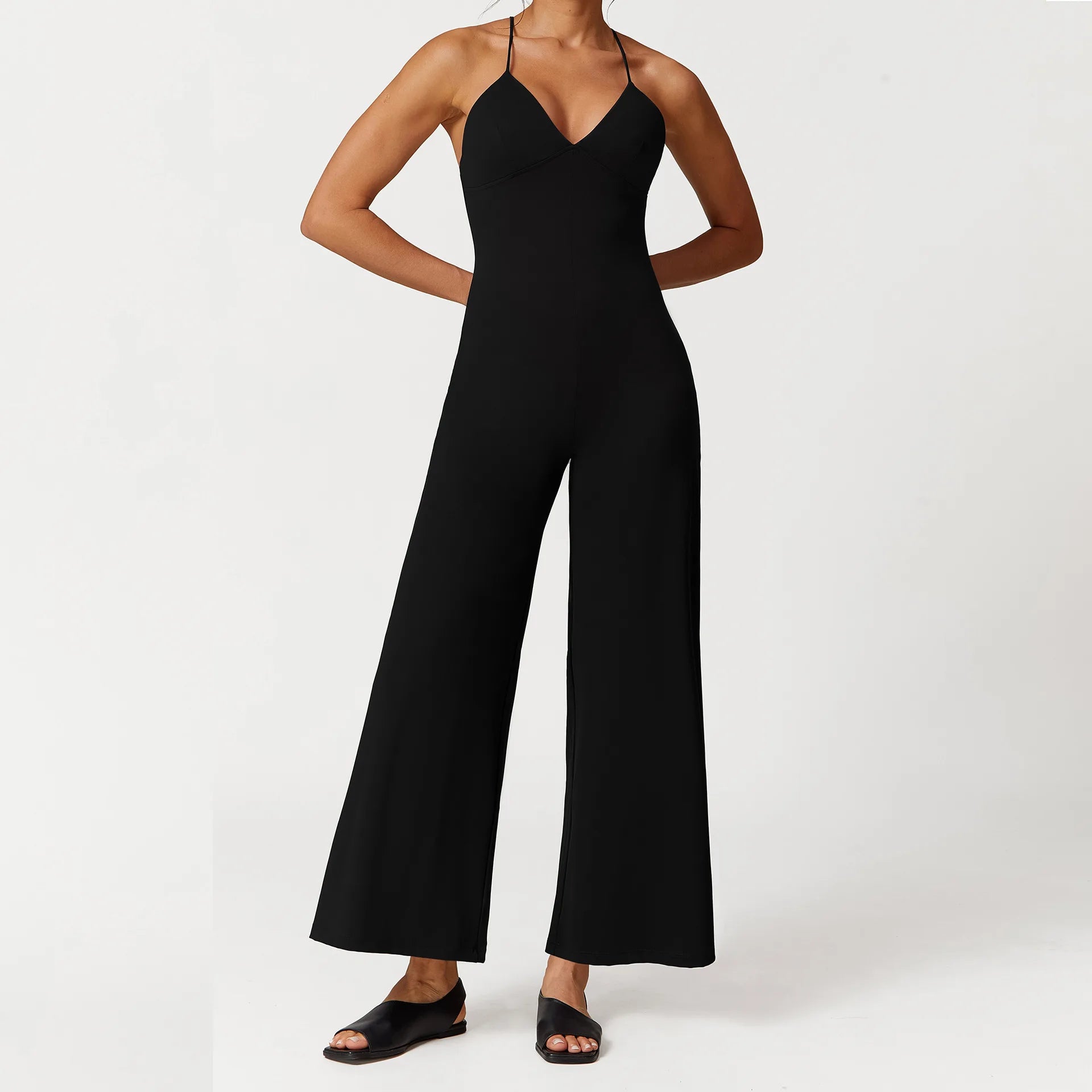 Mulheres perna larga com decote em v ginásio terno de fitness sexy alargamento leggings macacões uma peça treino yoga conjunto playsuit bodysuit roupas ativas