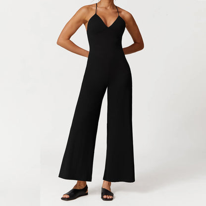 Mulheres perna larga com decote em v ginásio terno de fitness sexy alargamento leggings macacões uma peça treino yoga conjunto playsuit bodysuit roupas ativas
